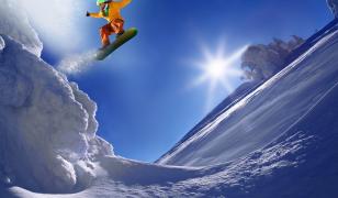 Snowboarder Jumping Mural