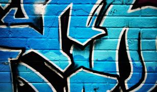 Blue Graffiti Mural