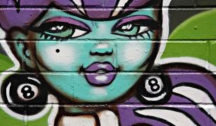 Purple Girl Graffiti Mural
