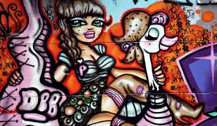Jazzy Girl Graffiti Mural