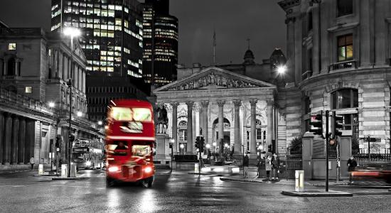 London Bus at Night Mural